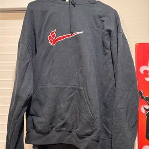 Jerzees Black Hoodie with Red Design